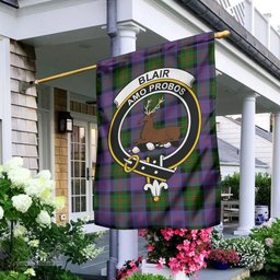 Scottish Blair Modern Tartan Flag with Family Crest - Tartan Garden Flag Scottish Plaid Tartan Plaid - ScotsTee - scotstee.com