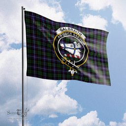 Scottish Galbraith Modern Tartan Flag with Family Crest - Tartan Garden Flag Scottish Plaid Tartan Plaid - ScotsTee - scotstee.com