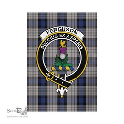 Scottish Ferguson Dress Tartan Flag with Family Crest - Tartan Garden Flag Scottish Plaid Tartan Plaid - ScotsTee - scotstee.com