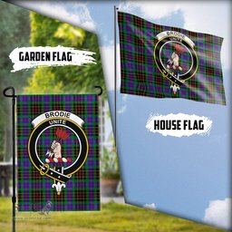 Scottish Brodie Hunting Modern Tartan Flag with Family Crest - Tartan Garden Flag Scottish Plaid Tartan Plaid - ScotsTee - scotstee.com