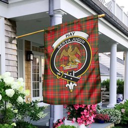 Scottish Hay Modern Tartan Flag with Family Crest - Tartan Garden Flag Scottish Plaid Tartan Plaid - ScotsTee - scotstee.com