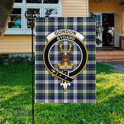 Scottish Gordon Dress Modern Tartan Flag with Family Crest - Tartan Garden Flag Scottish Plaid Tartan Plaid - ScotsTee - scotstee.com