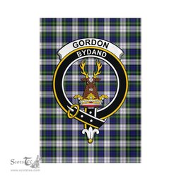 Scottish Gordon Dress Modern Tartan Flag with Family Crest - Tartan Garden Flag Scottish Plaid Tartan Plaid - ScotsTee - scotstee.com