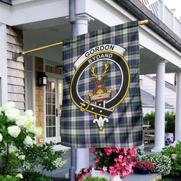 Scottish Gordon Dress Modern Tartan Flag with Family Crest - Tartan Garden Flag Scottish Plaid Tartan Plaid - ScotsTee - scotstee.com