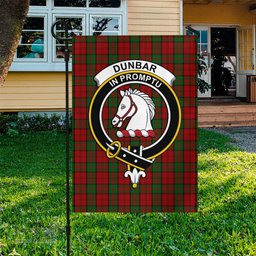 Scottish Dunbar Tartan Flag with Family Crest - Tartan Garden Flag Scottish Plaid Tartan Plaid - ScotsTee - scotstee.com