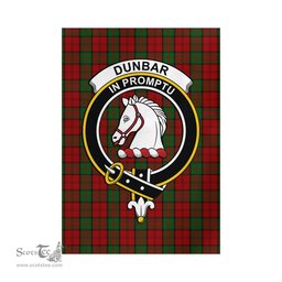 Scottish Dunbar Tartan Flag with Family Crest - Tartan Garden Flag Scottish Plaid Tartan Plaid - ScotsTee - scotstee.com