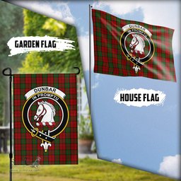 Scottish Dunbar Tartan Flag with Family Crest - Tartan Garden Flag Scottish Plaid Tartan Plaid - ScotsTee - scotstee.com