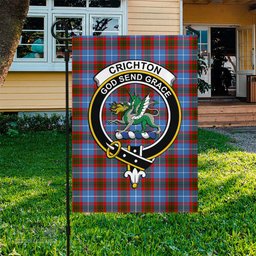 Scottish Crichton Tartan Flag with Family Crest - Tartan Garden Flag Scottish Plaid Tartan Plaid - ScotsTee - scotstee.com