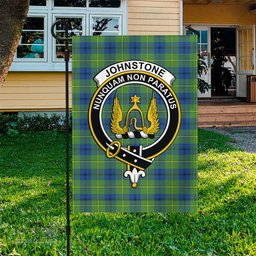 Scottish Johnstone-Johnston Ancient Tartan Flag with Family Crest - Tartan Garden Flag Scottish Plaid Tartan Plaid - ScotsTee - scotstee.com