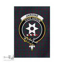 Scottish Jardine Dress Tartan Flag with Family Crest - Tartan Garden Flag Scottish Plaid Tartan Plaid - ScotsTee - scotstee.com