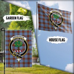 Scottish Anderson Modern Tartan Flag with Family Crest - Tartan Garden Flag Scottish Plaid Tartan Plaid - ScotsTee - scotstee.com