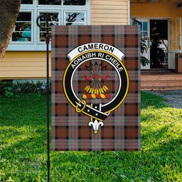 Scottish Cameron of Erracht Weathered Tartan Flag with Family Crest - Tartan Garden Flag Scottish Plaid Tartan Plaid - ScotsTee - scotstee.com