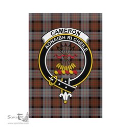 Scottish Cameron of Erracht Weathered Tartan Flag with Family Crest - Tartan Garden Flag Scottish Plaid Tartan Plaid - ScotsTee - scotstee.com