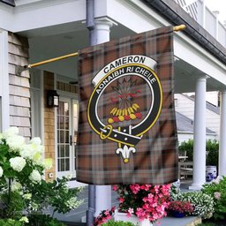 Scottish Cameron of Erracht Weathered Tartan Flag with Family Crest - Tartan Garden Flag Scottish Plaid Tartan Plaid - ScotsTee - scotstee.com