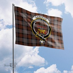 Scottish Cameron of Erracht Weathered Tartan Flag with Family Crest - Tartan Garden Flag Scottish Plaid Tartan Plaid - ScotsTee - scotstee.com