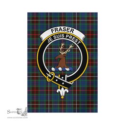 Scottish Fraser Hunting Ancient Tartan Flag with Family Crest - Tartan Garden Flag Scottish Plaid Tartan Plaid - ScotsTee - scotstee.com