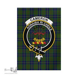 Scottish Cameron of Lochiel Hunting Tartan Flag with Family Crest - Tartan Garden Flag Scottish Plaid Tartan Plaid - ScotsTee - scotstee.com