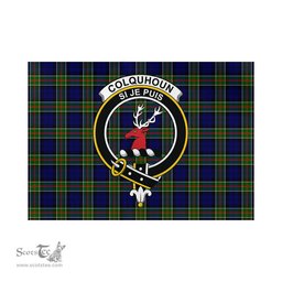 Scottish Colquhoun Modern Tartan Flag with Family Crest - Tartan Garden Flag Scottish Plaid Tartan Plaid - ScotsTee - scotstee.com