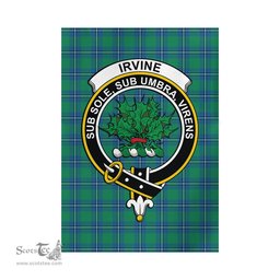 Scottish Irvine Ancient Tartan Flag with Family Crest - Tartan Garden Flag Scottish Plaid Tartan Plaid - ScotsTee - scotstee.com
