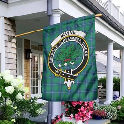 Scottish Irvine Ancient Tartan Flag with Family Crest - Tartan Garden Flag Scottish Plaid Tartan Plaid - ScotsTee - scotstee.com