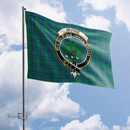 Scottish Irvine Ancient Tartan Flag with Family Crest - Tartan Garden Flag Scottish Plaid Tartan Plaid - ScotsTee - scotstee.com