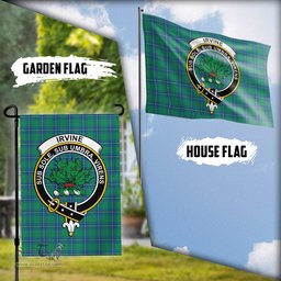 Scottish Irvine Ancient Tartan Flag with Family Crest - Tartan Garden Flag Scottish Plaid Tartan Plaid - ScotsTee - scotstee.com