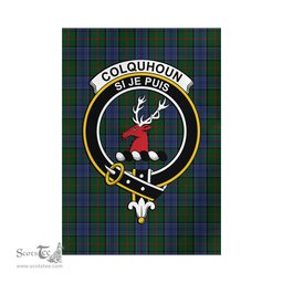 Scottish Colquhoun Tartan Flag with Family Crest - Tartan Garden Flag Scottish Plaid Tartan Plaid - ScotsTee - scotstee.com