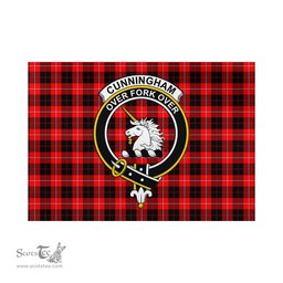 Scottish Cunningham Modern Tartan Flag with Family Crest - Tartan Garden Flag Scottish Plaid Tartan Plaid - ScotsTee - scotstee.com