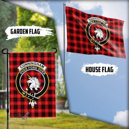 Scottish Cunningham Modern Tartan Flag with Family Crest - Tartan Garden Flag Scottish Plaid Tartan Plaid - ScotsTee - scotstee.com