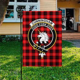 Scottish Cunningham Modern Tartan Flag with Family Crest - Tartan Garden Flag Scottish Plaid Tartan Plaid - ScotsTee - scotstee.com