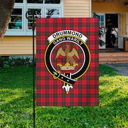 Scottish Drummond Modern Tartan Flag with Family Crest - Tartan Garden Flag Scottish Plaid Tartan Plaid - ScotsTee - scotstee.com