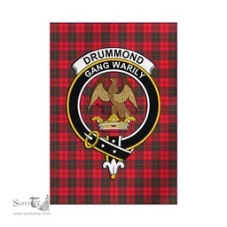 Scottish Drummond Modern Tartan Flag with Family Crest - Tartan Garden Flag Scottish Plaid Tartan Plaid - ScotsTee - scotstee.com