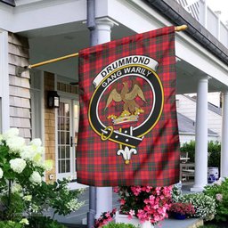 Scottish Drummond Modern Tartan Flag with Family Crest - Tartan Garden Flag Scottish Plaid Tartan Plaid - ScotsTee - scotstee.com