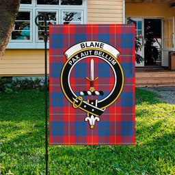 Scottish Blane Tartan Flag with Family Crest - Tartan Garden Flag Scottish Plaid Tartan Plaid - ScotsTee - scotstee.com