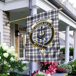 Scottish Hannay Modern Tartan Flag with Family Crest - Tartan Garden Flag Scottish Plaid Tartan Plaid - ScotsTee - scotstee.com