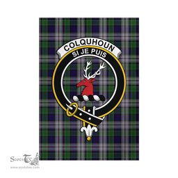 Scottish Colquhoun Dress Tartan Flag with Family Crest - Tartan Garden Flag Scottish Plaid Tartan Plaid - ScotsTee - scotstee.com