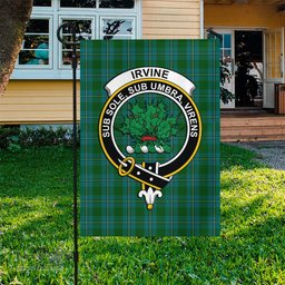 Scottish Irvine of Bonshaw Tartan Flag with Family Crest - Tartan Garden Flag Scottish Plaid Tartan Plaid - ScotsTee - scotstee.com