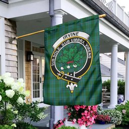 Scottish Irvine of Bonshaw Tartan Flag with Family Crest - Tartan Garden Flag Scottish Plaid Tartan Plaid - ScotsTee - scotstee.com