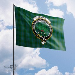 Scottish Irvine of Bonshaw Tartan Flag with Family Crest - Tartan Garden Flag Scottish Plaid Tartan Plaid - ScotsTee - scotstee.com