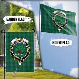 Scottish Irvine of Bonshaw Tartan Flag with Family Crest - Tartan Garden Flag Scottish Plaid Tartan Plaid - ScotsTee - scotstee.com