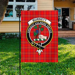 Scottish Burnett Modern Tartan Flag with Family Crest - Tartan Garden Flag Scottish Plaid Tartan Plaid - ScotsTee - scotstee.com