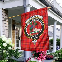 Scottish Burnett Modern Tartan Flag with Family Crest - Tartan Garden Flag Scottish Plaid Tartan Plaid - ScotsTee - scotstee.com