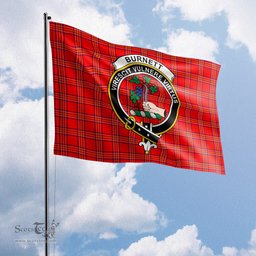Scottish Burnett Modern Tartan Flag with Family Crest - Tartan Garden Flag Scottish Plaid Tartan Plaid - ScotsTee - scotstee.com