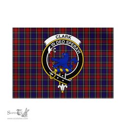 Scottish Clark (Lion) Red Tartan Flag with Family Crest - Tartan Garden Flag Scottish Plaid Tartan Plaid - ScotsTee - scotstee.com