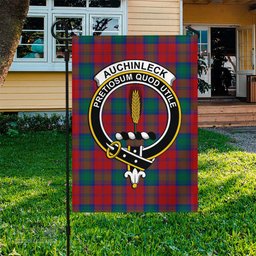 Scottish Auchinleck Tartan Flag with Family Crest - Tartan Garden Flag Scottish Plaid Tartan Plaid - ScotsTee - scotstee.com