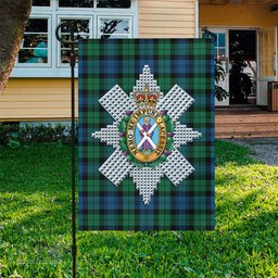 Scottish Black Watch Ancient Tartan Flag with Family Crest - Tartan Garden Flag Scottish Plaid Tartan Plaid - ScotsTee - scotstee.com