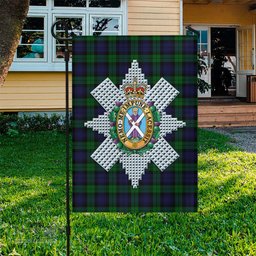 Scottish Black Watch Tartan Flag with Family Crest - Tartan Garden Flag Scottish Plaid Tartan Plaid - ScotsTee - scotstee.com