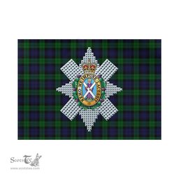 Scottish Black Watch Tartan Flag with Family Crest - Tartan Garden Flag Scottish Plaid Tartan Plaid - ScotsTee - scotstee.com