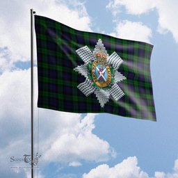 Scottish Black Watch Tartan Flag with Family Crest - Tartan Garden Flag Scottish Plaid Tartan Plaid - ScotsTee - scotstee.com