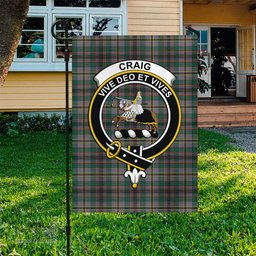 Scottish Craig Ancient Tartan Flag with Family Crest - Tartan Garden Flag Scottish Plaid Tartan Plaid - ScotsTee - scotstee.com